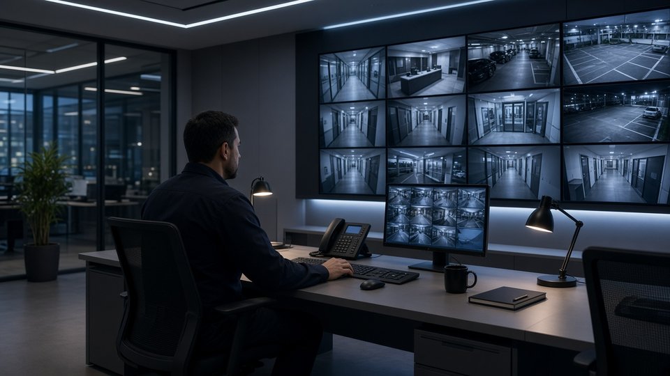 Centro de monitoreo de video telemática en oficina empresarial