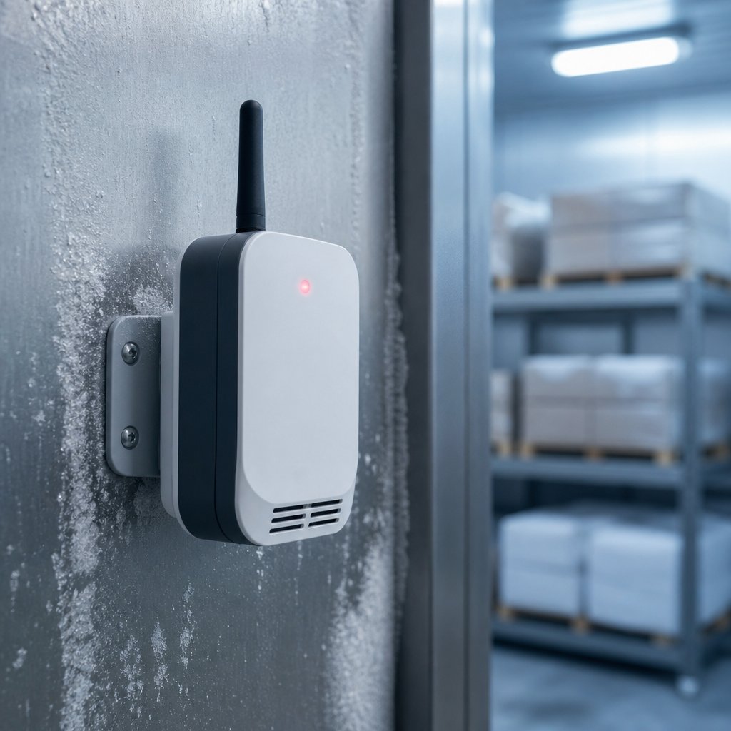 Sensor inalámbrico de temperatura y humedad en cámara de frío